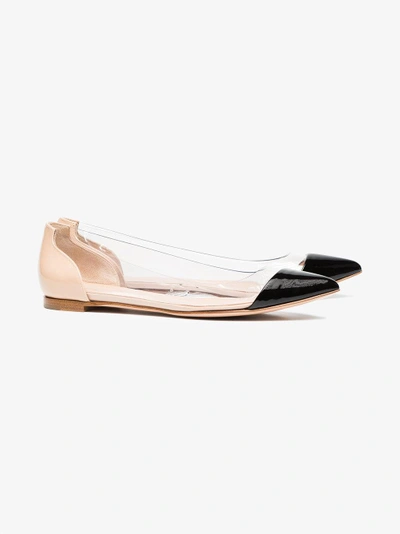 Shop Gianvito Rossi Black And Beige Plexi Pvc And Leather Flats