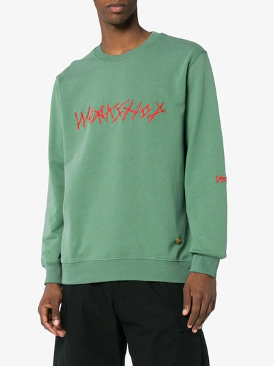 Shop 032c Green Embroidered Sweatshirt