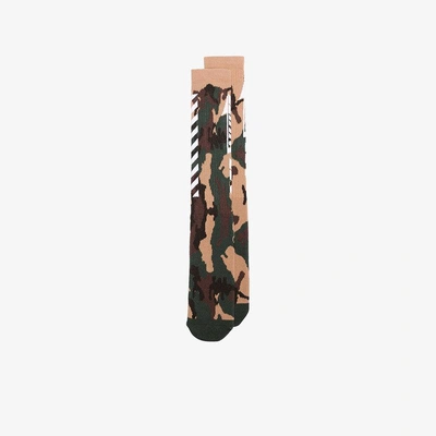 Shop Off-white Camouflage-print Socks In Green