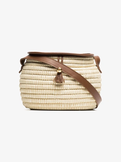 Shop Sensi Studio Natural Oval Straw Shoulder Bag In Nude/neutrals