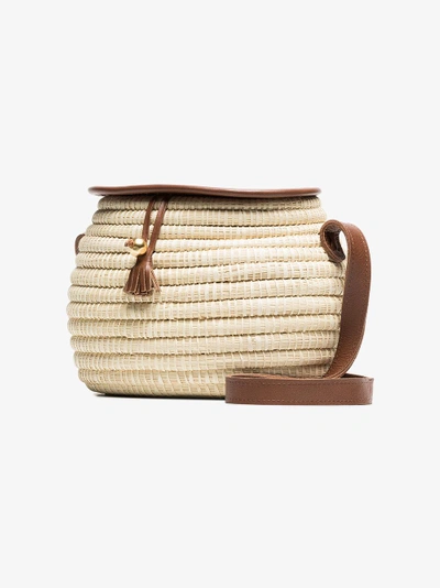 Shop Sensi Studio Natural Oval Straw Shoulder Bag In Nude/neutrals