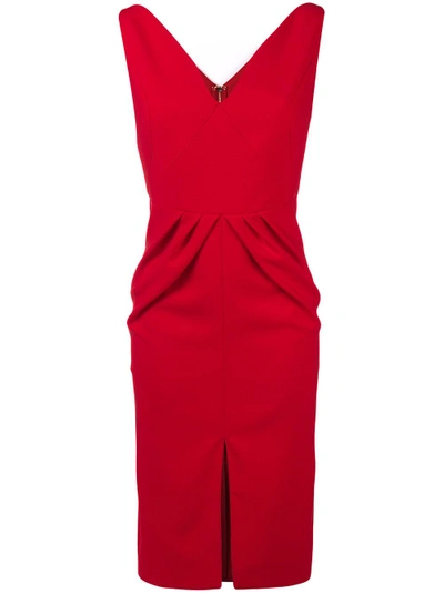 Shop Rhea Costa Fitted Waist Sleeveless Dress - Red