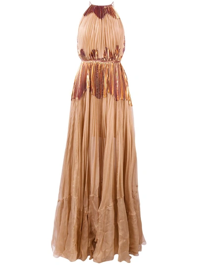 Shop Maria Lucia Hohan Adria Pleated Dress - Brown