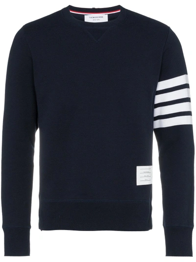 Shop Thom Browne Sweatshirt With White Stripes - Blue