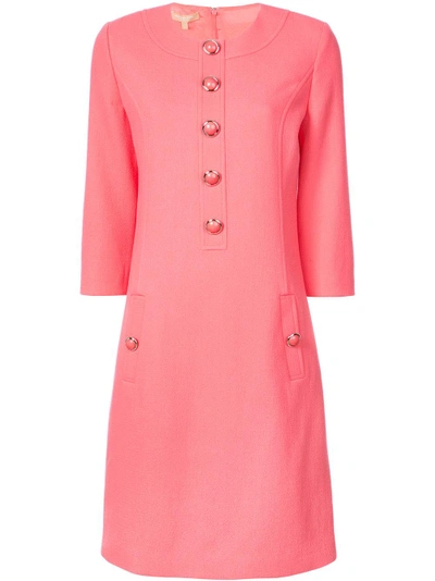 Shop Michael Kors Collection Oversize Button Dress - Pink In Pink & Purple