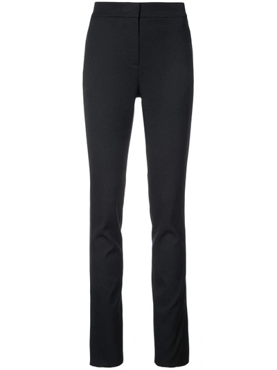 Shop Oscar De La Renta Slit-detailed Skinny Trousers - Black