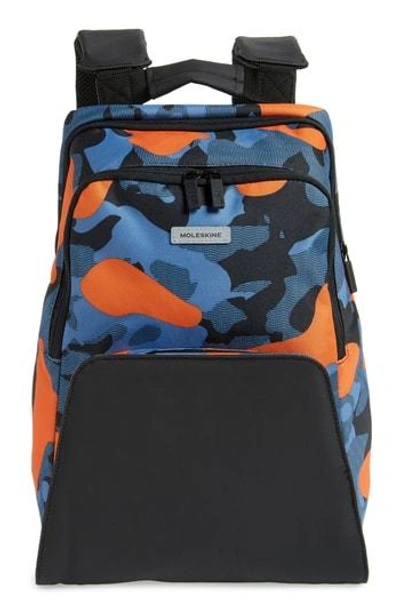 Shop Moleskine Nomad Water Resistant Backpack - Blue In Camo Contrast Blue