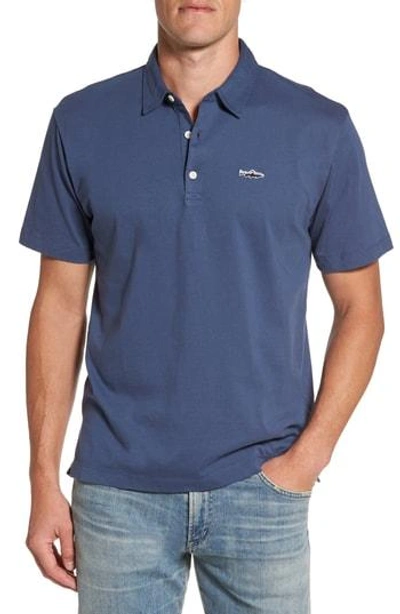 Shop Patagonia 'trout Fitz Roy' Organic Cotton Polo In Prussian Blue