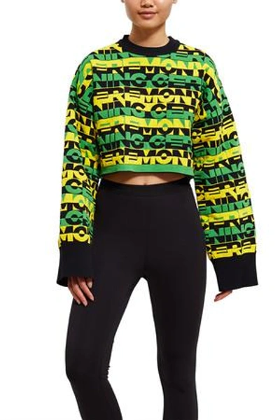 Shop Opening Ceremony Racer Logo Cropped Sweater In Laser Green Multi