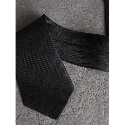 Shop Burberry Classic Cut Check Silk Jacquard Tie In Black