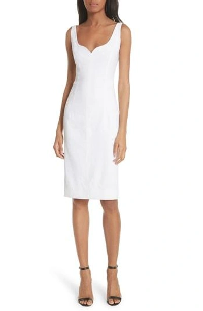 Shop Milly Elizabeth Stretch Linen Blend Sheath Dress In White