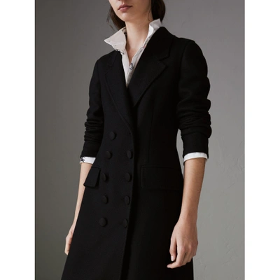 Shop Burberry Double-breasted Cashmere Tailored Coat In Black