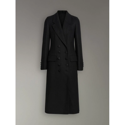 Shop Burberry Double-breasted Cashmere Tailored Coat In Black