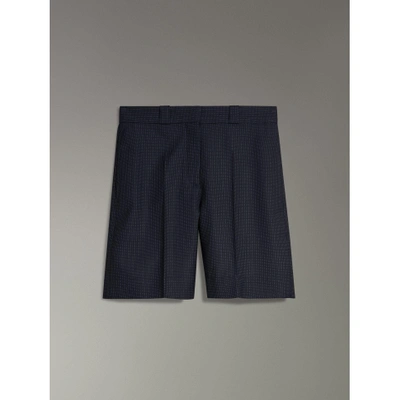 Shop Burberry Pin Dot Wool Tailored Shorts In Navy