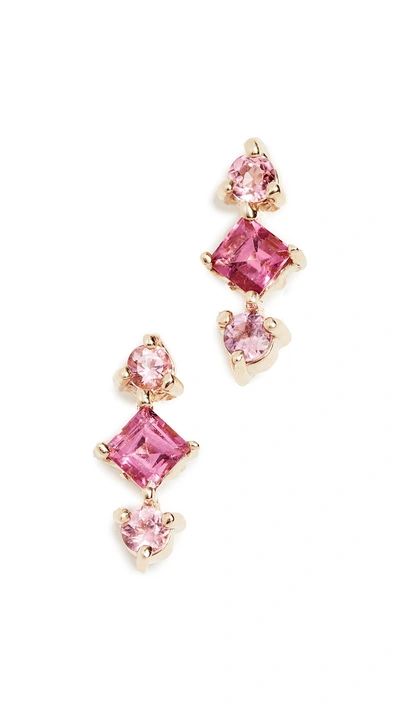 Shop Eden Presley 14k Gold Shades Tourmaline Earrings In Yellow Gold/pink