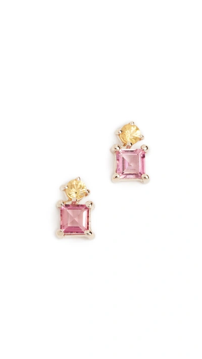 Shop Eden Presley 14k Gold Sapphire Earrings In Yellow Gold/yellow/pink