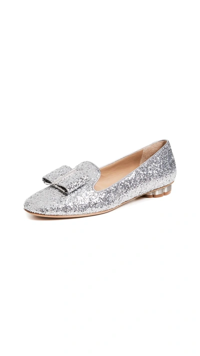 Shop Ferragamo Sarno Glitter Flats In Argento