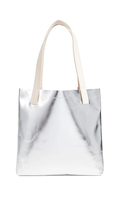 Shop Otaat/myers Collective Square Tote Bag In Silver/natural