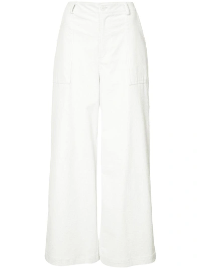 Shop Ganni Wide Leg Trousers In White