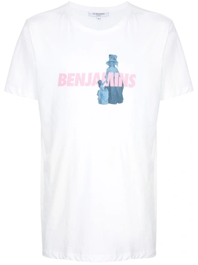 Shop Les Benjamins Front Logo Printed T-shirt - White