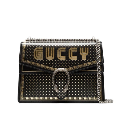 Shop Gucci Black Dionysus Medium Leather Bag