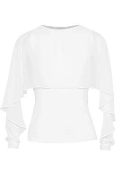 Shop Bailey44 Allonge Cape-effect Chiffon And Jersey Top In White