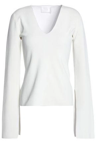 Shop Solace London Woman Orlina Stretch-knit Top Off-white