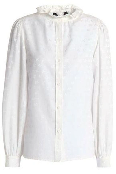 Shop Alexa Chung Woman Cotton And Silk-blend Jacquard Blouse Ivory