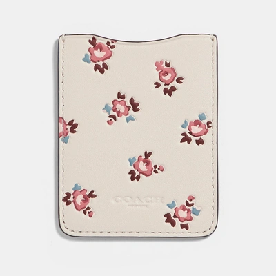 Shop Coach Phone Pocket Sticker With Floral Bloom Print In Chalk/multi