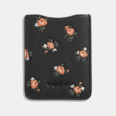 Shop Coach Phone Pocket Sticker With Floral Bloom Print - Women's In Black/multi