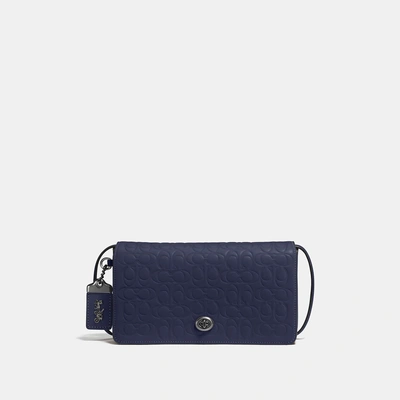 Shop Coach Dinky In Signature Leather - Women's In Midnight Navy/black Copper