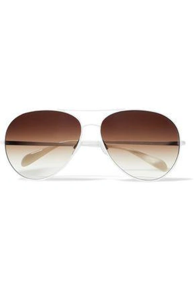 Shop Oliver Peoples Sayer Aviator-style Metal Sunglasses In White