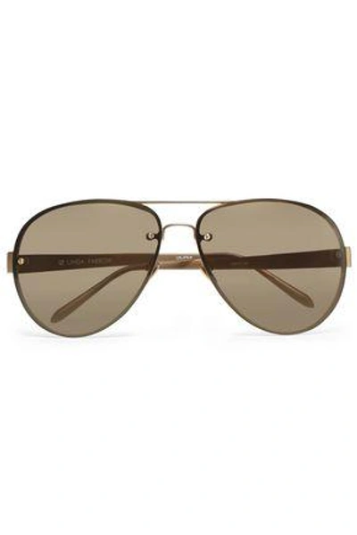 Shop Linda Farrow Aviator-style Gold-tone And Acetate Sunglasses In Brown