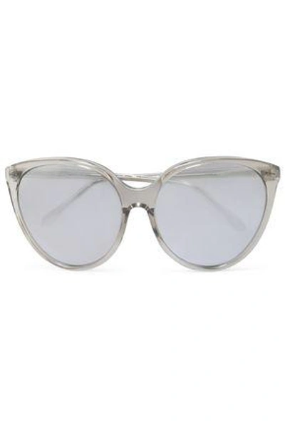 Shop Linda Farrow Woman Cat-eye Acetate Sunglasses Silver