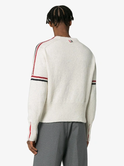 Shop Thom Browne White Wool Jumper With Stripes