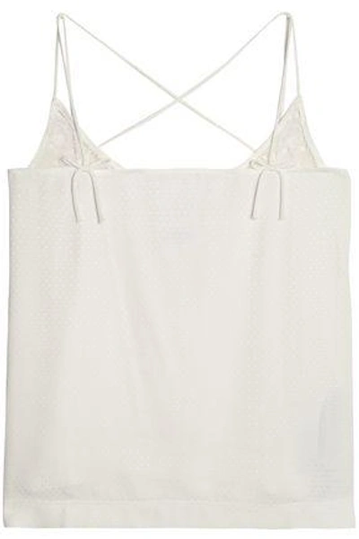 Shop Claudie Pierlot Woman Lace-paneled Swiss-dot Chiffon Camisole Ecru