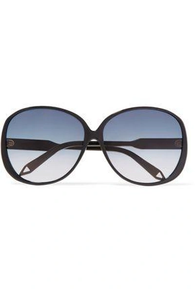 Shop Victoria Beckham Round-frame Acetate And Gold-tone Sunglasses In Black