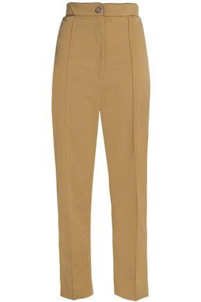 Shop Temperley London Woman Cropped Gabardine Straight-leg Pants Mustard