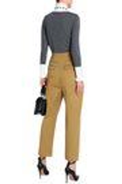 Shop Temperley London Woman Cropped Gabardine Straight-leg Pants Mustard