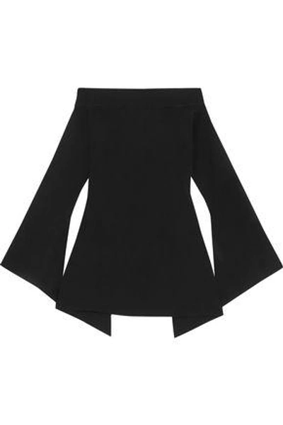 Shop Solace London Woman Frida Off-the-shoulder Open-back Stretch-knit Top Black