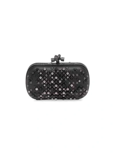 Shop Bottega Veneta Knot Leather Clutch In Black