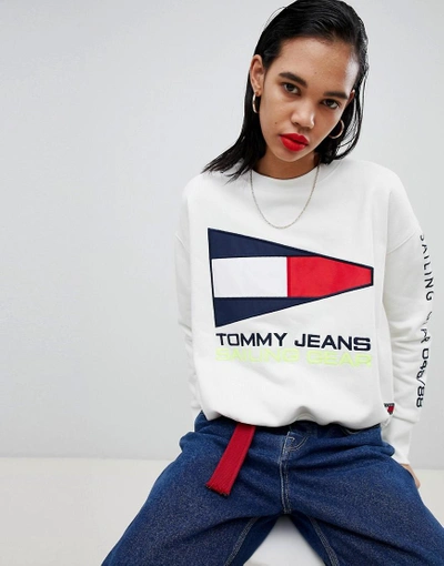 Shop Tommy Jeans 90s Capsule 5.0 Sailing Flag Logo Sweatshirt - White