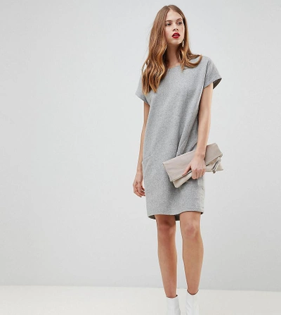 Shop Y.a.s. Wool Mini Dress With Oversized Pockets In Gray-grey