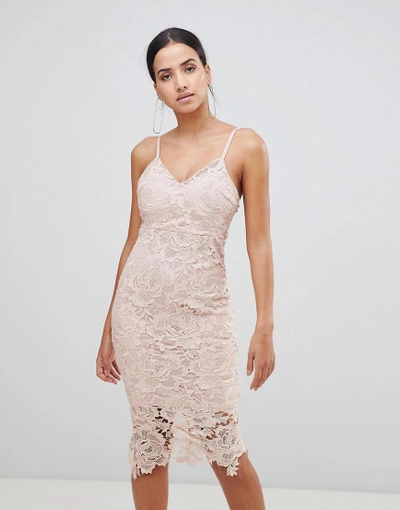 Ax Paris Lace Cami Midi Dress pink ModeSens