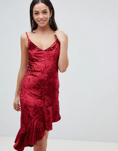 Shop Ax Paris Asymmetric Frill Dress-red