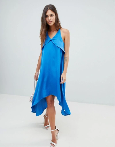 Shop Y.a.s. Y.a.s Satin Cami Midi Dress In Blue