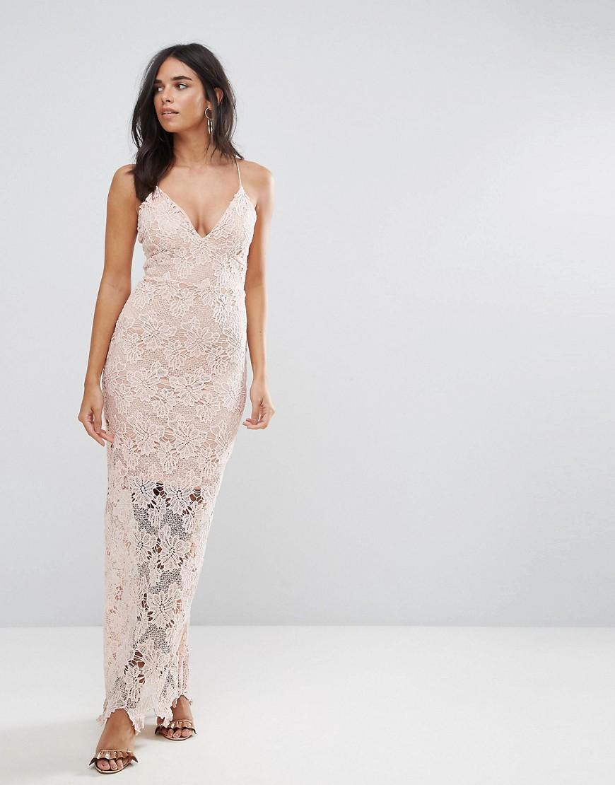 blush lace maxi dress