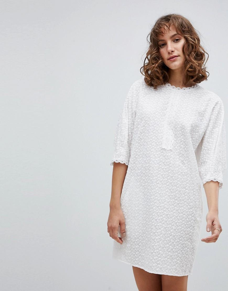 white broderie anglaise shift dress