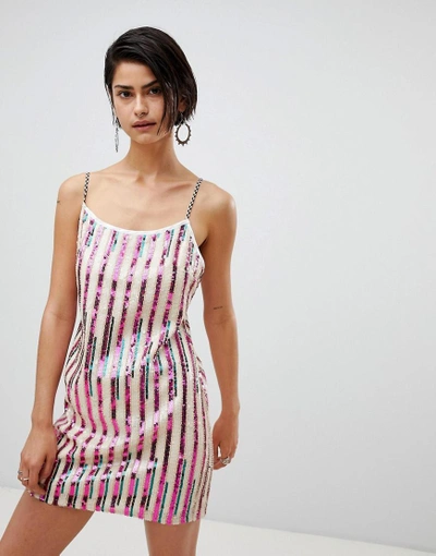 Shop Ragyard Striped Sequin Mini Dress - Multi