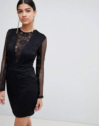 Shop Ax Paris Lace Bodycon Dress-black